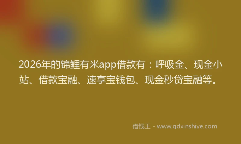 2026年的锦鲤有米app借款有：呼吸金、现金小站、借款宝融、速享宝钱包、现金秒贷宝融等。