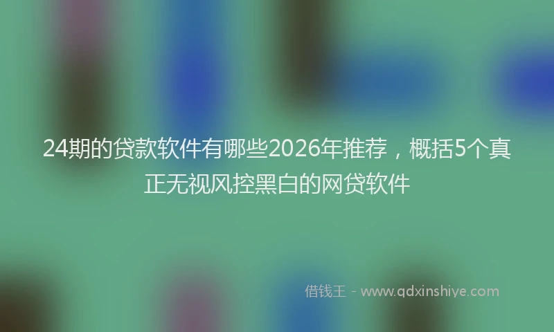 24期的贷款软件有哪些2026年推荐，概括5个真正无视风控黑白的网贷软件