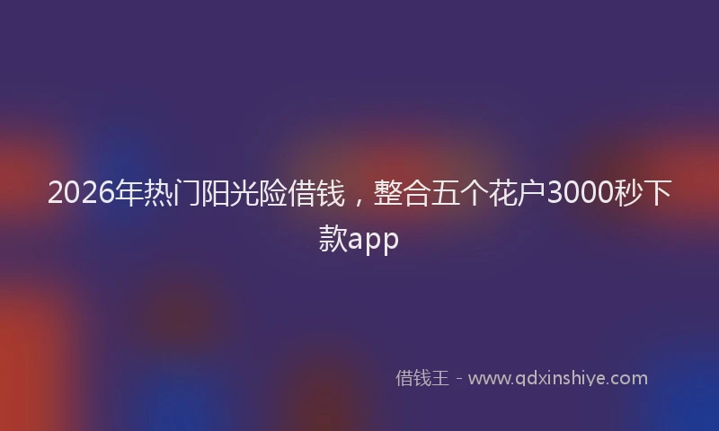 2026年热门阳光险借钱，整合五个花户3000秒下款app