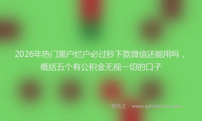 2026年热门黑户烂户必过秒下款微信还能用吗，概括五个有公积金无视一切的口子