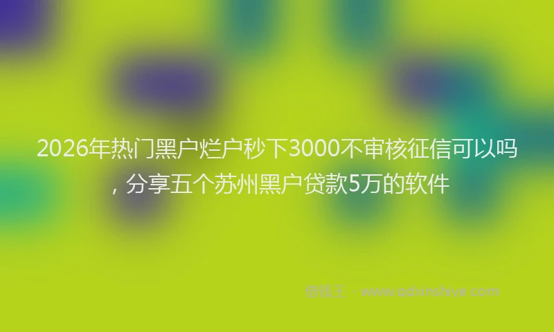 2026年热门黑户烂户秒下3000不审核征信可以吗，分享五个苏州黑户贷款5万的软件
