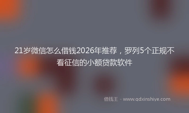 21岁微信怎么借钱2026年推荐，罗列5个正规不看征信的小额贷款软件