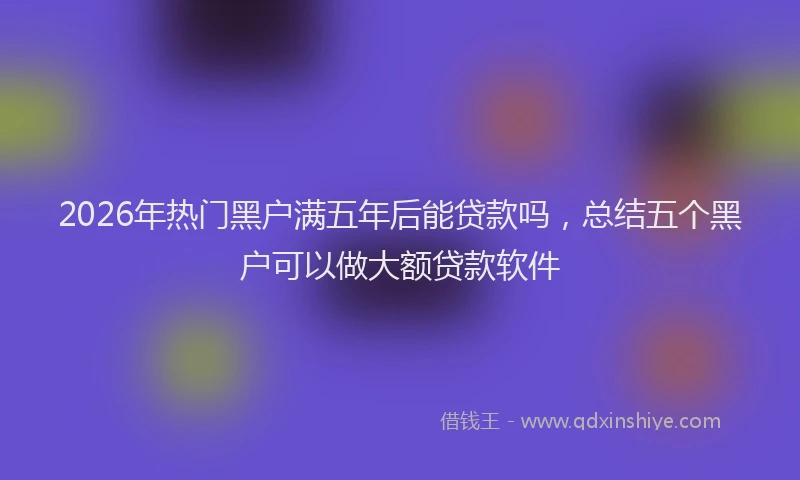 2026年热门黑户满五年后能贷款吗，总结五个黑户可以做大额贷款软件