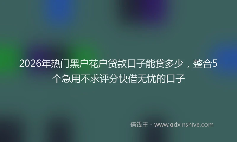 2026年热门黑户花户贷款口子能贷多少，整合5个急用不求评分快借无忧的口子