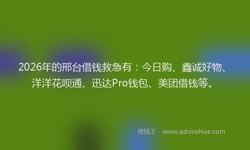 2026年的邢台借钱救急有:今日购、鑫诚好物、洋洋花呗通、迅达Pro钱包、美团借钱等。