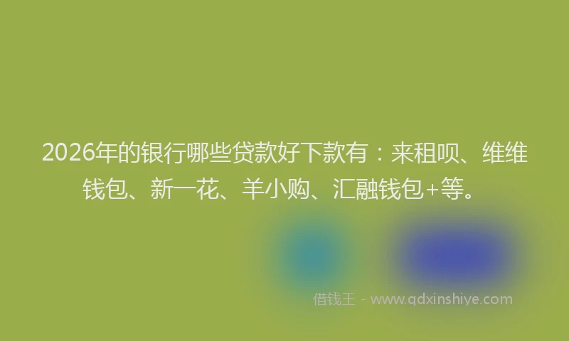 2026年的银行哪些贷款好下款有:来租呗、维维钱包、新一花、羊小购、汇融钱包+等。