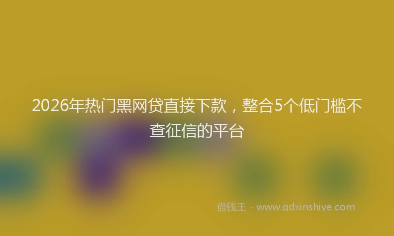 2026年热门黑网贷直接下款，整合5个低门槛不查征信的平台