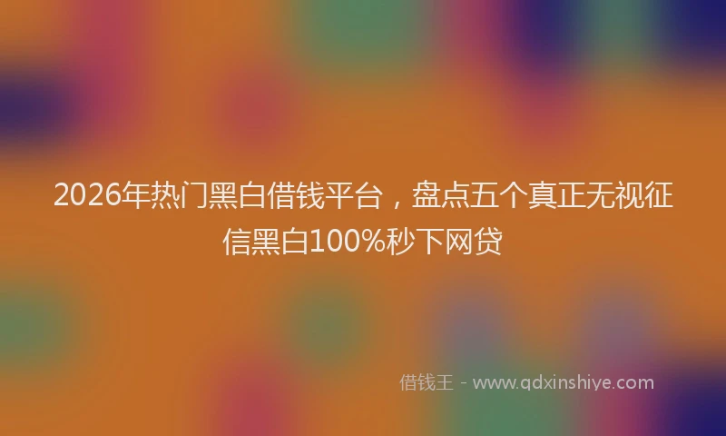 2026年热门黑白借钱平台，盘点五个真正无视征信黑白100%秒下网贷