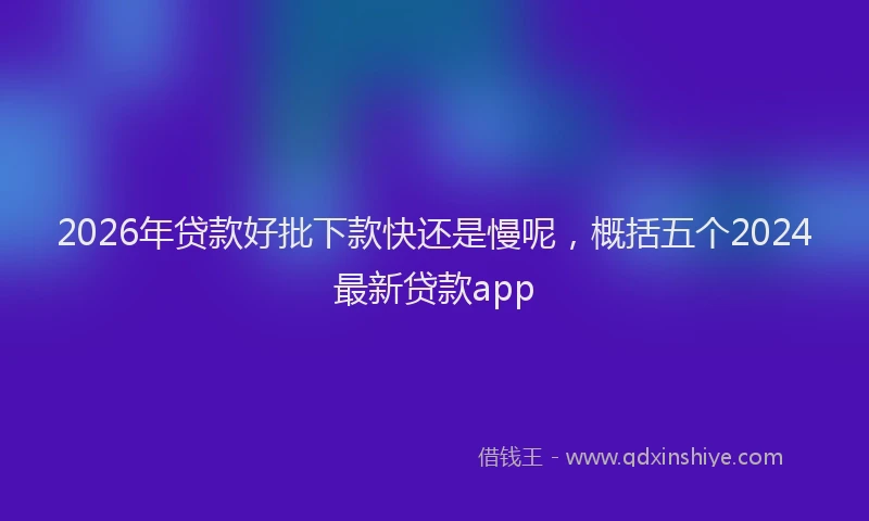 2026年贷款好批下款快还是慢呢，概括五个2024最新贷款app