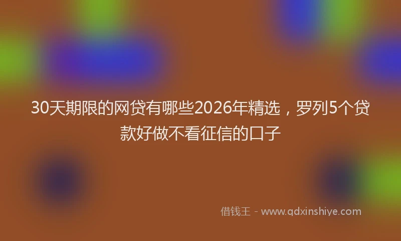 30天期限的网贷有哪些2026年精选，罗列5个贷款好做不看征信的口子