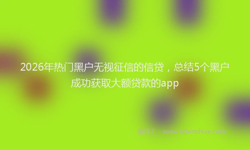 2026年热门黑户无视征信的信贷，总结5个黑户成功获取大额贷款的app
