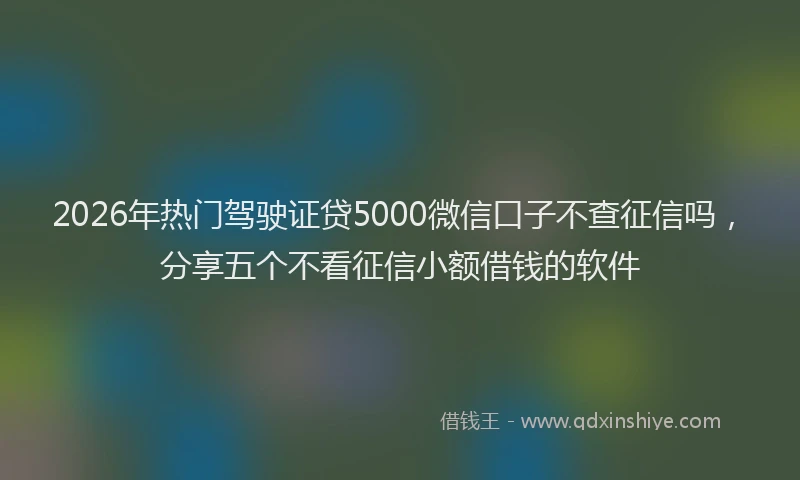 2026年热门驾驶证贷5000微信口子不查征信吗，分享五个不看征信小额借钱的软件