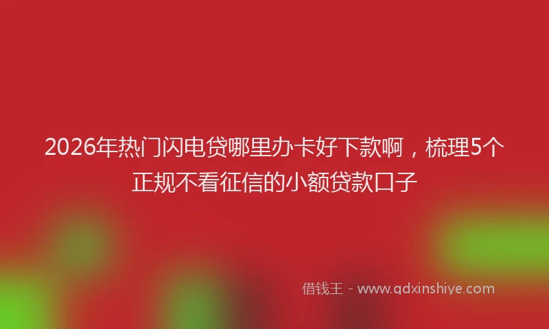 2026年热门闪电贷哪里办卡好下款啊，梳理5个正规不看征信的小额贷款口子