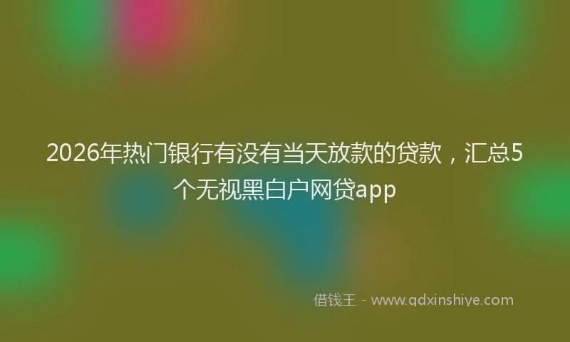 2026年热门银行有没有当天放款的贷款，汇总5个无视黑白户网贷app