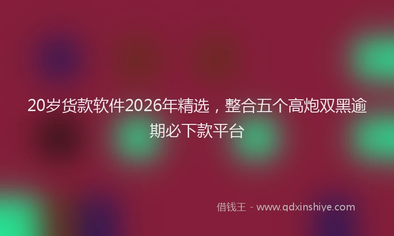 20岁货款软件2026年精选，整合五个高炮双黑逾期必下款平台