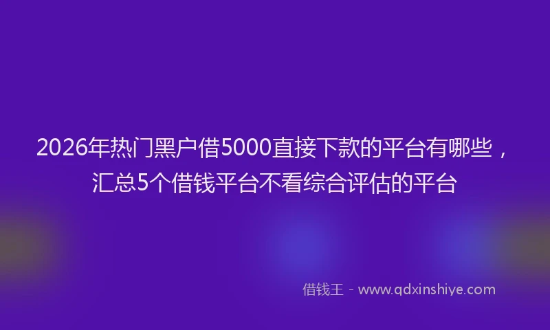 2026年热门黑户借5000直接下款的平台有哪些，汇总5个借钱平台不看综合评估的平台