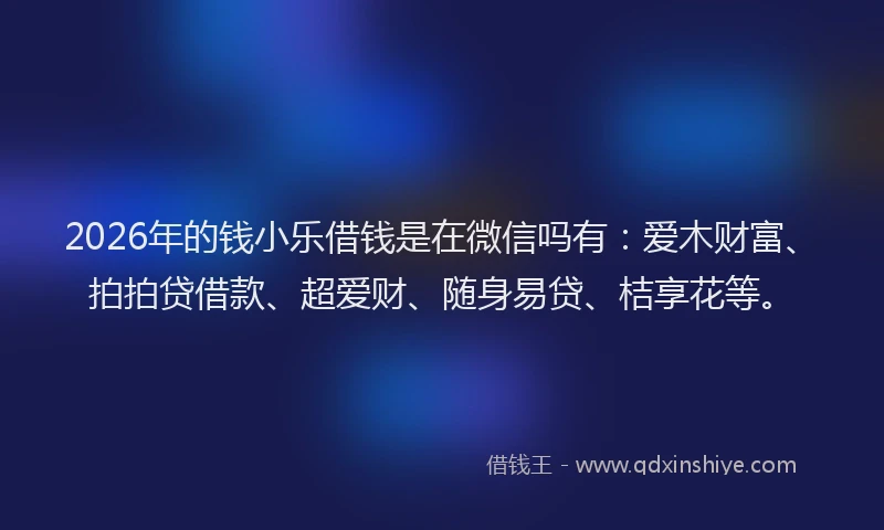 2026年的钱小乐借钱是在微信吗有：爱木财富、拍拍贷借款、超爱财、随身易贷、桔享花等。