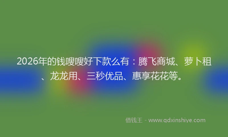 2026年的钱嗖嗖好下款么有：腾飞商城、萝卜租、龙龙用、三秒优品、惠享花花等。
