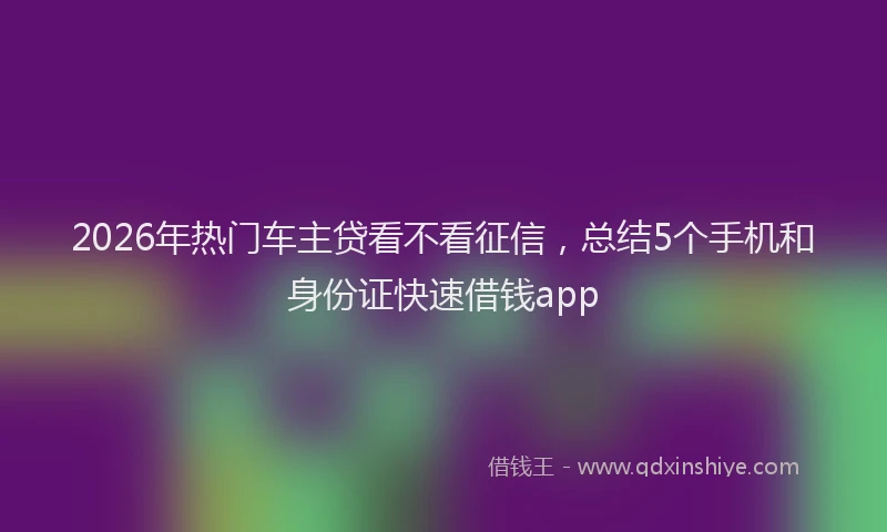 2026年热门车主贷看不看征信，总结5个手机和身份证快速借钱app