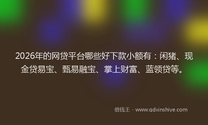 2026年的网贷平台哪些好下款小额有：闲猪、现金贷易宝、甄易融宝、掌上财富、蓝领贷等。