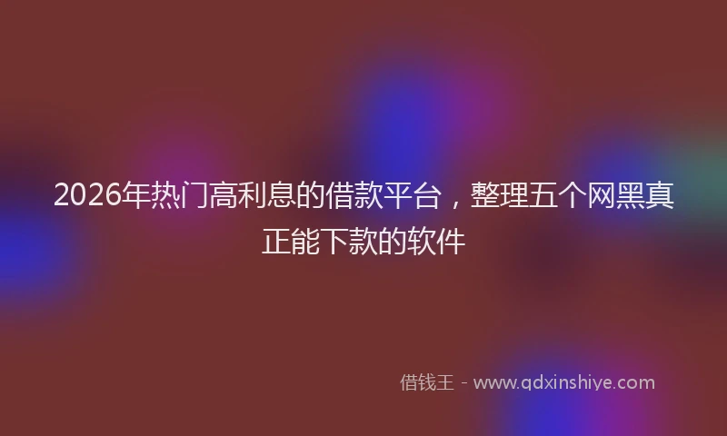 2026年热门高利息的借款平台,整理五个网黑真正能下款的软件