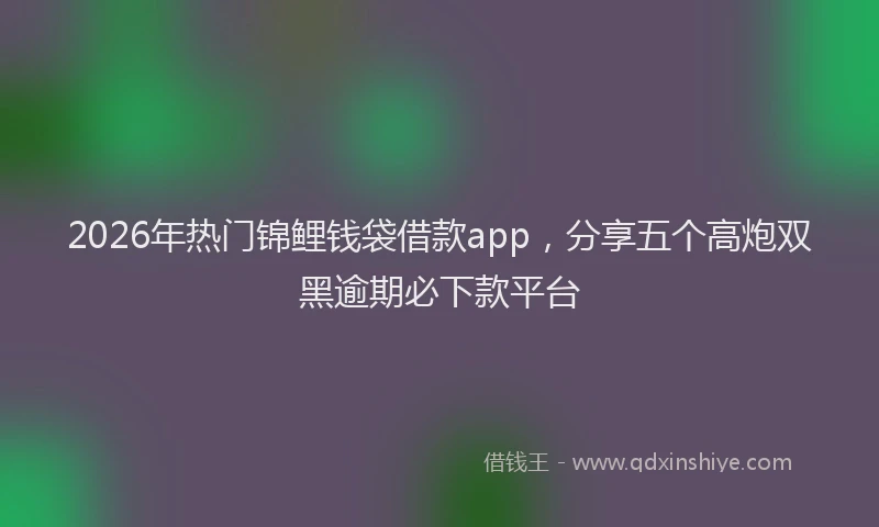 2026年热门锦鲤钱袋借款app，分享五个高炮双黑逾期必下款平台