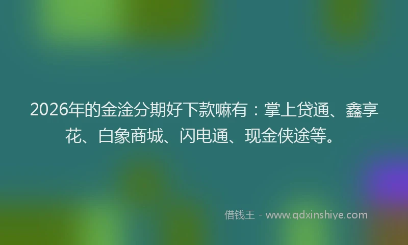 2026年的金淦分期好下款嘛有：掌上贷通、鑫享花、白象商城、闪电通、现金侠途等。