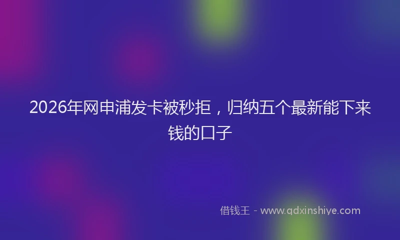 2026年网申浦发卡被秒拒，归纳五个最新能下来钱的口子