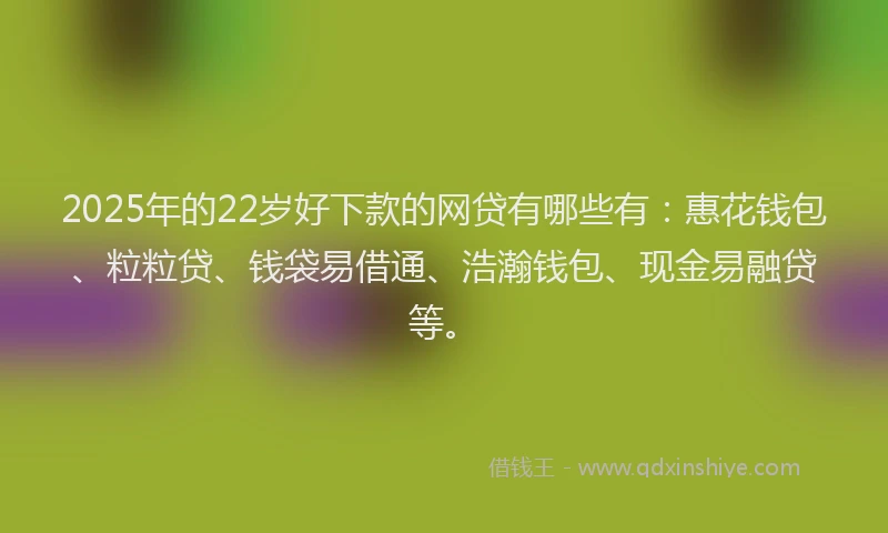 2025年的22岁好下款的网贷有哪些有：惠花钱包、粒粒贷、钱袋易借通、浩瀚钱包、现金易融贷等。
