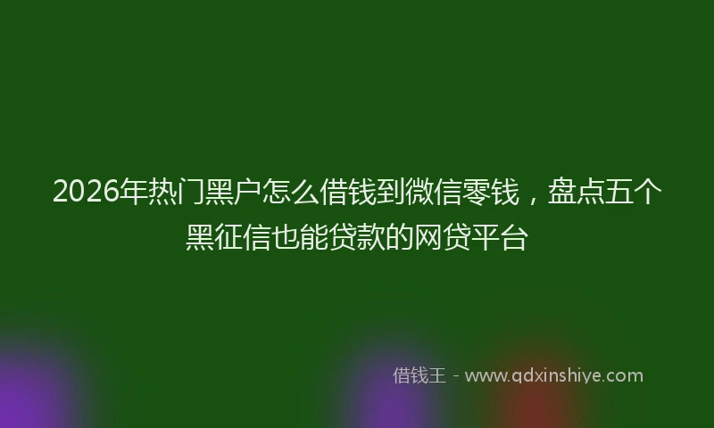 2026年热门黑户怎么借钱到微信零钱，盘点五个黑征信也能贷款的网贷平台