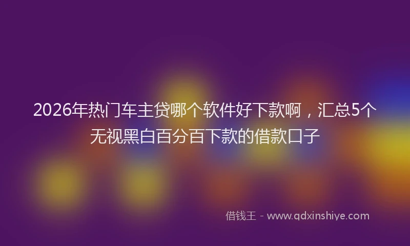 2026年热门车主贷哪个软件好下款啊，汇总5个无视黑白百分百下款的借款口子