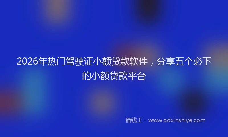 2026年热门驾驶证小额贷款软件，分享五个必下的小额贷款平台