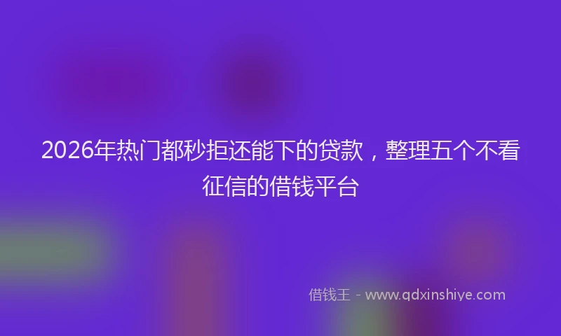 2026年热门都秒拒还能下的贷款，整理五个不看征信的借钱平台
