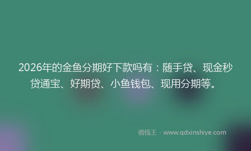 2026年的金鱼分期好下款吗有:随手贷、现金秒贷通宝、好期贷、小鱼钱包、现用分期等。