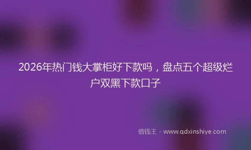 2026年热门钱大掌柜好下款吗，盘点五个超级烂户双黑下款口子