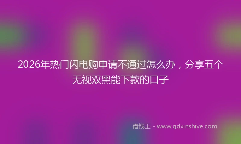 2026年热门闪电购申请不通过怎么办,分享五个无视双黑能下款的口子
