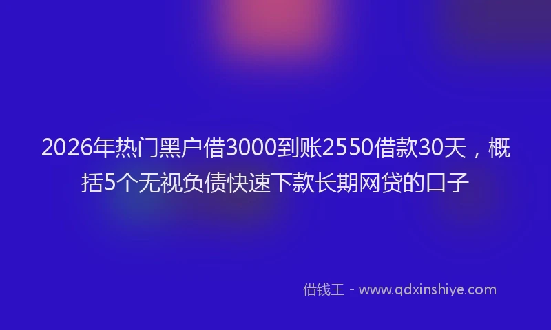 2026年热门黑户借3000到账2550借款30天，概括5个无视负债快速下款长期网贷的口子