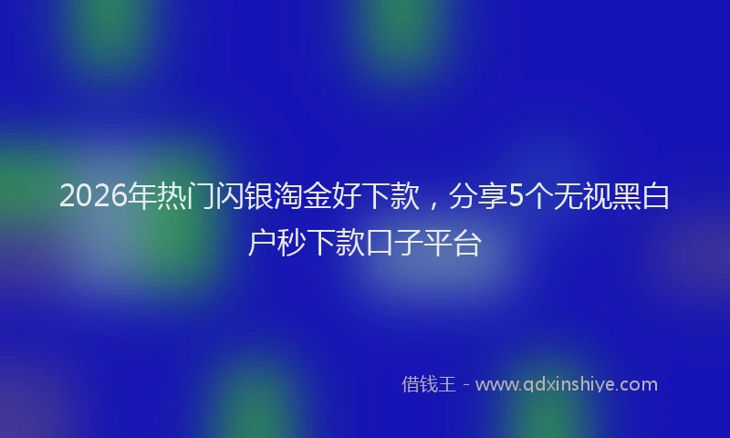2026年热门闪银淘金好下款，分享5个无视黑白户秒下款口子平台