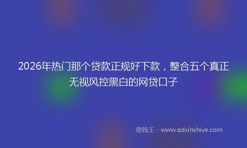2026年热门那个贷款正规好下款，整合五个真正无视风控黑白的网贷口子
