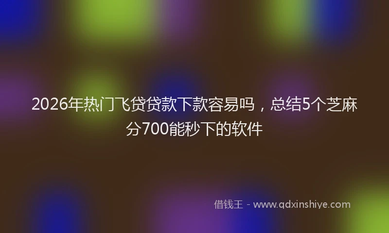 2026年热门飞贷贷款下款容易吗，总结5个芝麻分700能秒下的软件