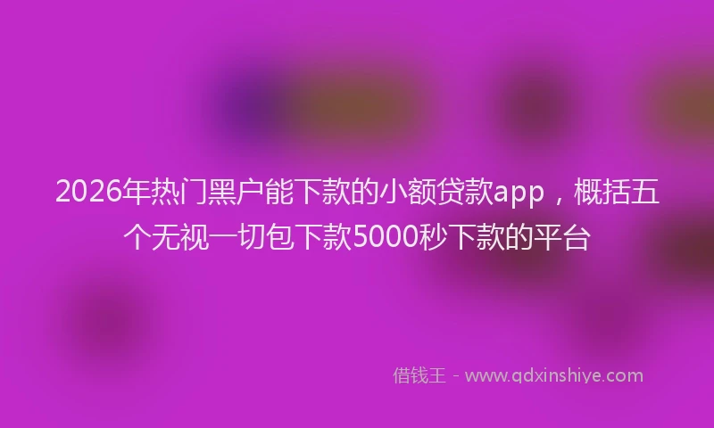 2026年热门黑户能下款的小额贷款app，概括五个无视一切包下款5000秒下款的平台