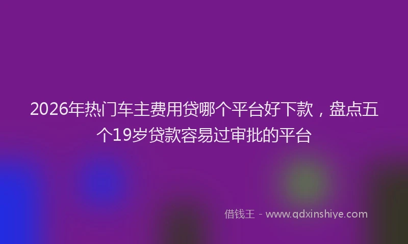 2026年热门车主费用贷哪个平台好下款，盘点五个19岁贷款容易过审批的平台