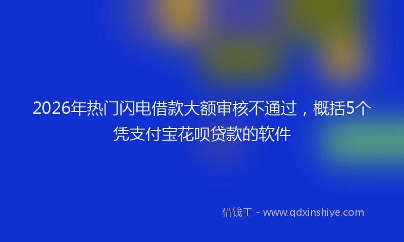 2026年热门闪电借款大额审核不通过，概括5个凭支付宝花呗贷款的软件