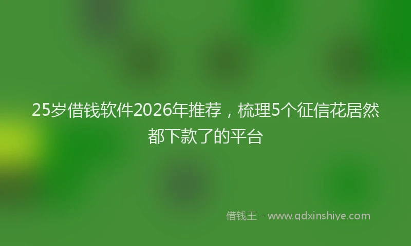 25岁借钱软件2026年推荐，梳理5个征信花居然都下款了的平台