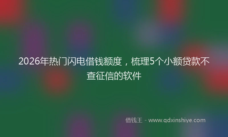 2026年热门闪电借钱额度，梳理5个小额贷款不查征信的软件