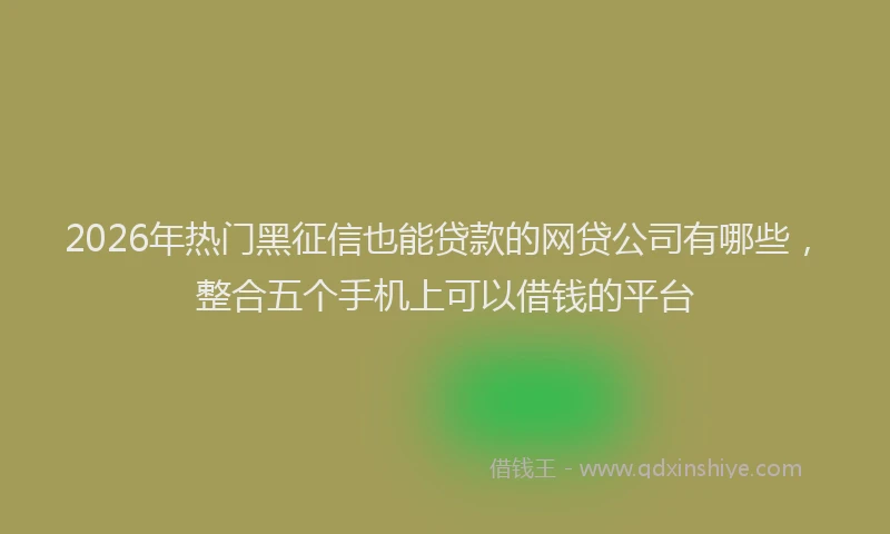 2026年热门黑征信也能贷款的网贷公司有哪些，整合五个手机上可以借钱的平台