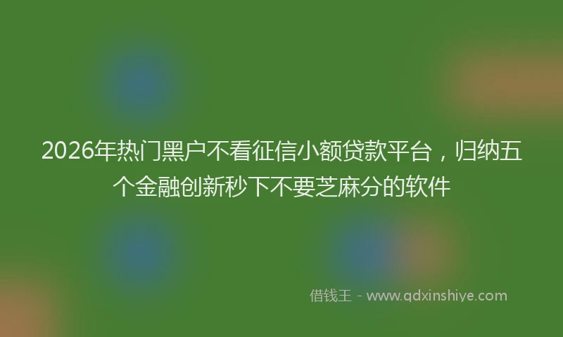 2026年热门黑户不看征信小额贷款平台,归纳五个金融创新秒下不要芝麻分的软件