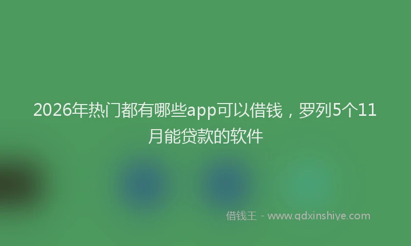 2026年热门都有哪些app可以借钱，罗列5个11月能贷款的软件