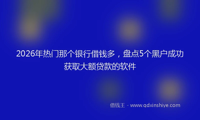 2026年热门那个银行借钱多,盘点5个黑户成功获取大额贷款的软件