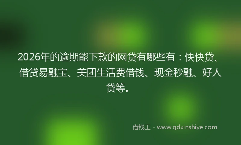 2026年的逾期能下款的网贷有哪些有：快快贷、借贷易融宝、美团生活费借钱、现金秒融、好人贷等。
